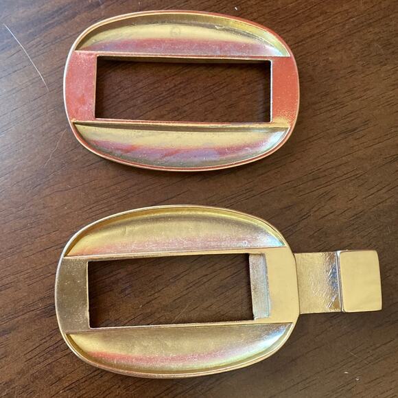 Belt Buckle Vintage Two Piece Goldtone Clasp Women 70s 80s 90s Ellen Tracy Metal - Picture 7 of 12